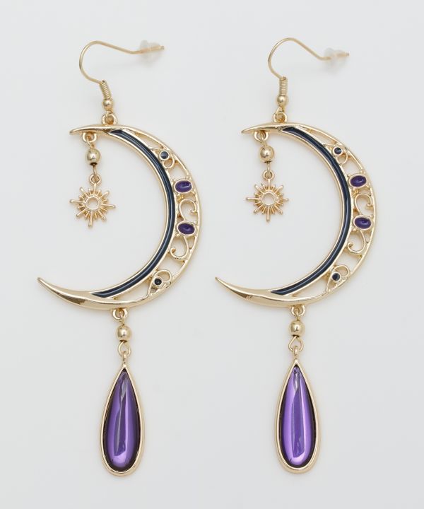 Boucles d'oreilles soleil et croissant de lune