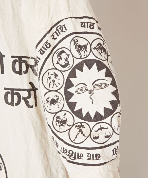 Constellation Printed Band Collar Long Shirt