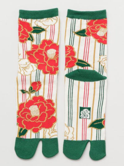 Stripe Camellia TABI Socks 23 ~ 25cm