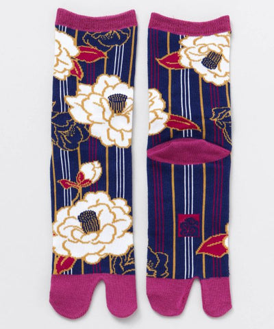 Stripe Camellia TABI Socks 23～25cm