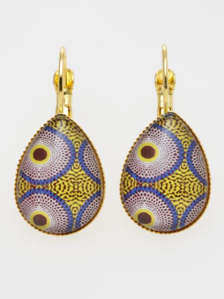 African Fabric Pattern Glass Earrings