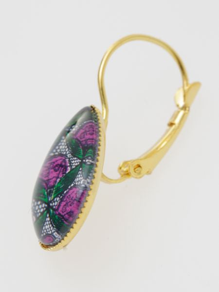 African Fabric Pattern Glass Earrings