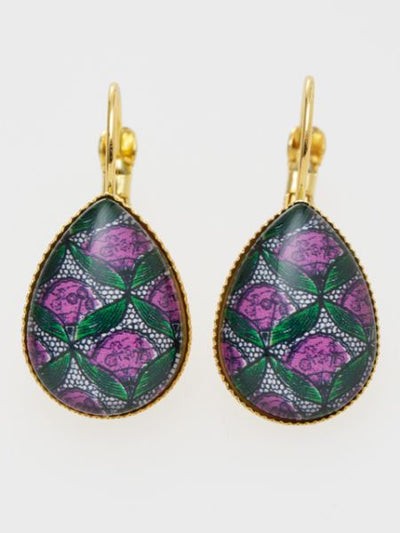 African Fabric Pattern Glass Earrings