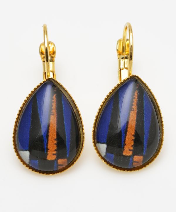 African Fabric Pattern Glass Earrings