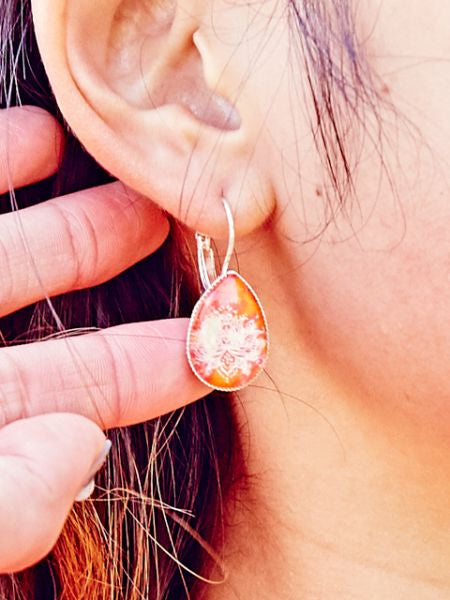 Gradient Lotus Drop Earrings