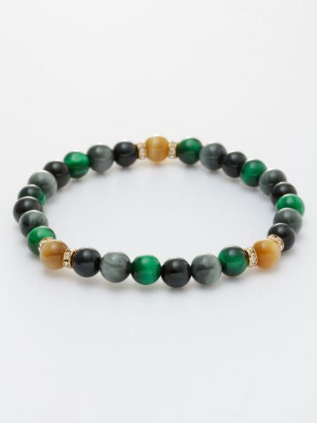 JIRITSU - Green x White Tiger Eye Bracelet Bangles & Bracelets by 岩座 - Ametsuchi