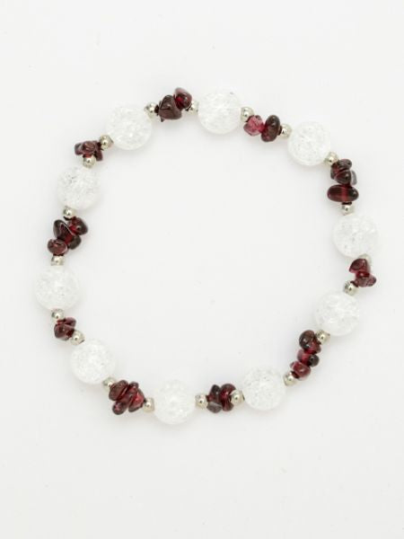 JAN Birthstone Garnet x Cracked Crystal Bracelet