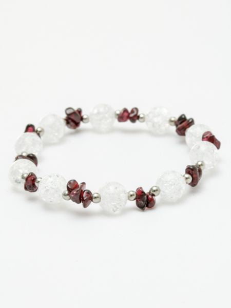 JAN Birthstone Garnet x Cracked Crystal Bracelet