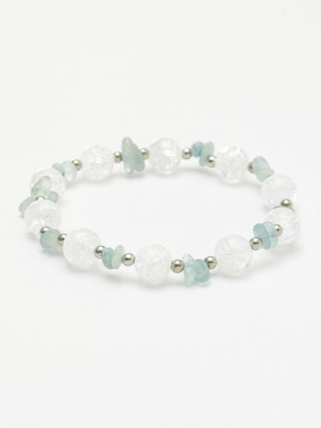 MAR Birthstone Aquamarine x Cracked Crystal Bracelet