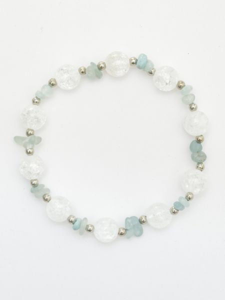 MAR Birthstone Aquamarine x Cracked Crystal Bracelet