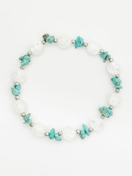 DEC Birthstone Turquoise x Cracked Crystal Bracelet