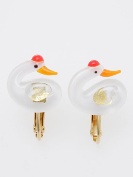 Auspicious Charm Glass Clip Earrings