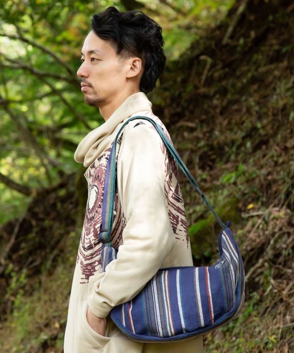 Hand Woven Cotton Crescent Shoulder Bag