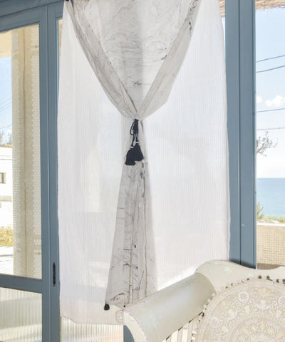Marble Tassel Layered Curtain