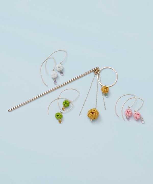 MIZUHIKI AWAJI Knot Ball Earrings