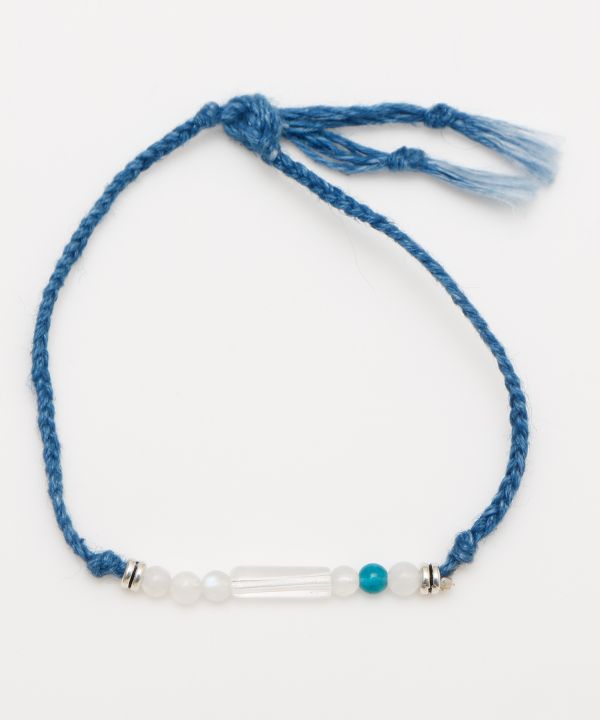 Indigo Dyed Braided Bracelet - Moonstone - Jun
