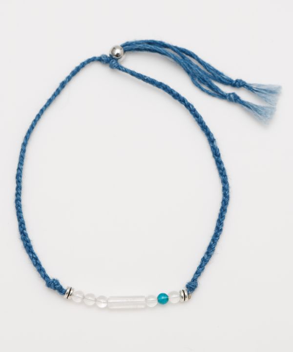 Indigo Dyed Braided Anklet - Crystal - Apr Anklets by 岩座 - Ametsuchi