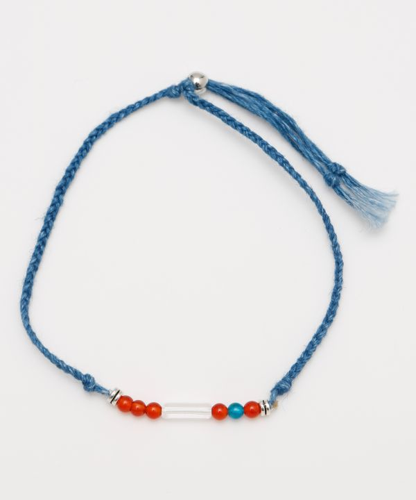 Indigo Dyed Braided Anklet - Carnelian - Jul Anklets by 岩座 - Ametsuchi