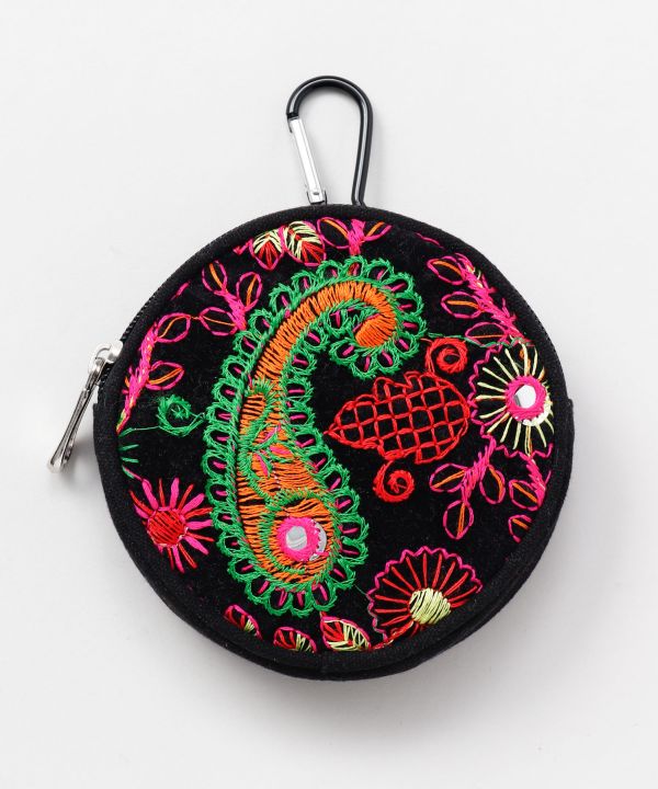 Embroidered Round Pouch