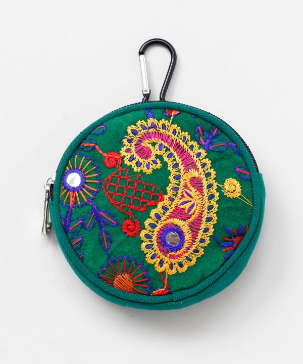 Embroidered Round Pouch