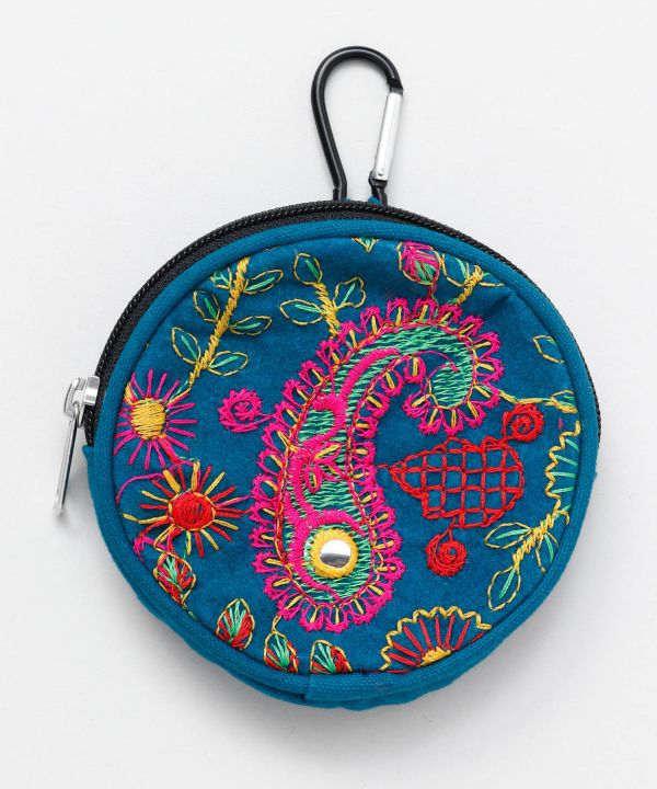 Embroidered Round Pouch