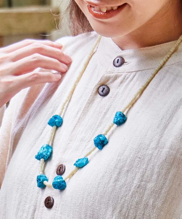 Collier Perlé Turquoise x Coquillage