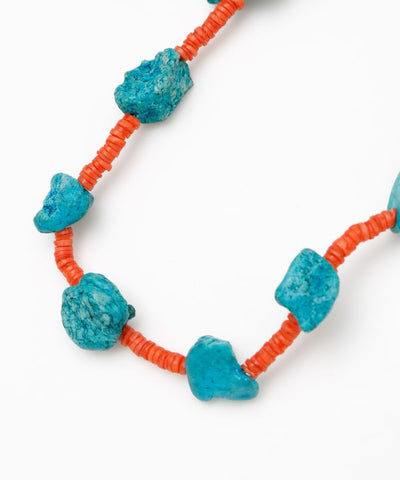 Turquoise x Shell Beaded Long Necklace