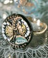 Czech Bohemia Glass Button Ring