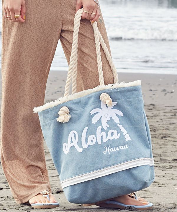 Aloha Denim Fringe Tote Bag - Ametsuchi