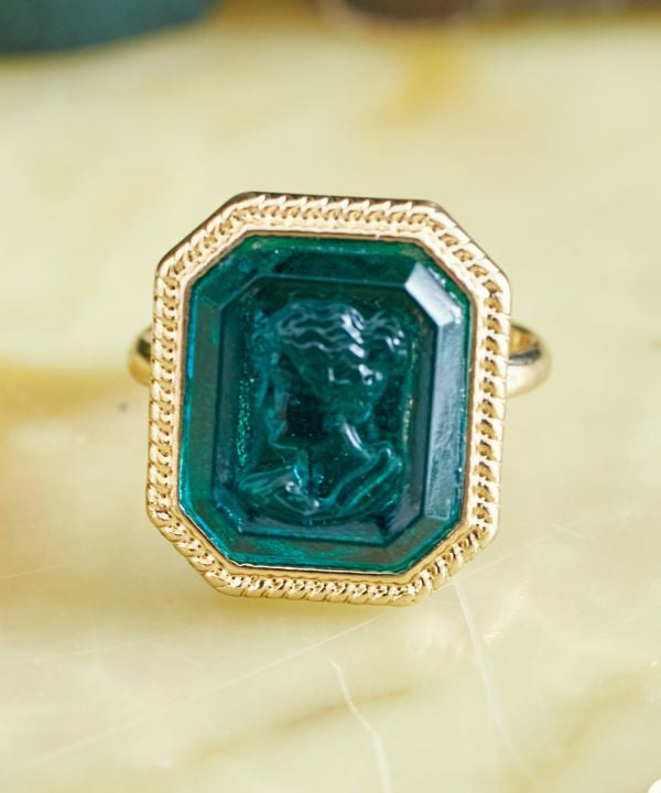 Square Cameo Glass Ring