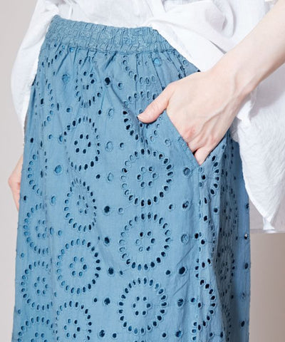 Schiffli Embroidery Wide Leg Trousers