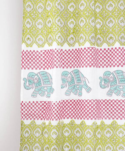 木版印刷大象窗簾