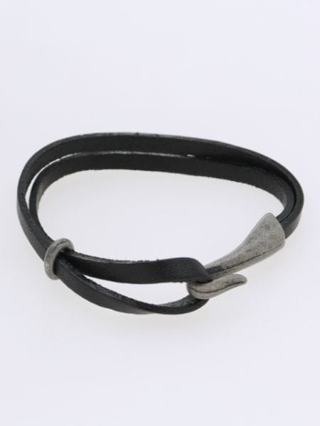 Metal Hook Leather Bracelet Bangles & Bracelets by AMINA - Ametsuchi