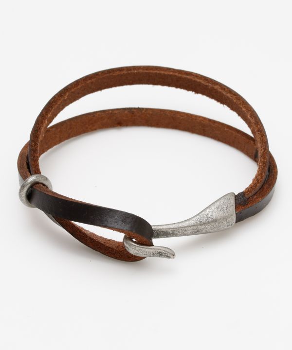 Metal Hook Leather Bracelet Bangles & Bracelets by AMINA - Ametsuchi