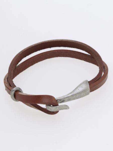 Metal Hook Leather Bracelet Bangles & Bracelets by AMINA - Ametsuchi