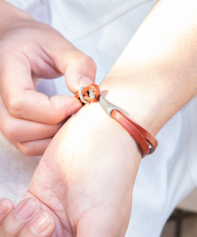 Metal Hook Leather Bracelet Bangles & Bracelets by AMINA - Ametsuchi