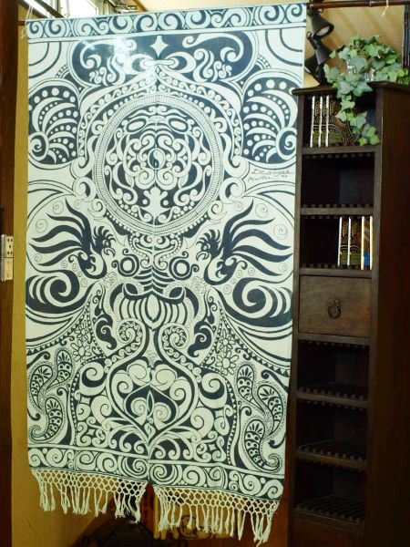 Tribal Pattern NOREN Slit Curtain