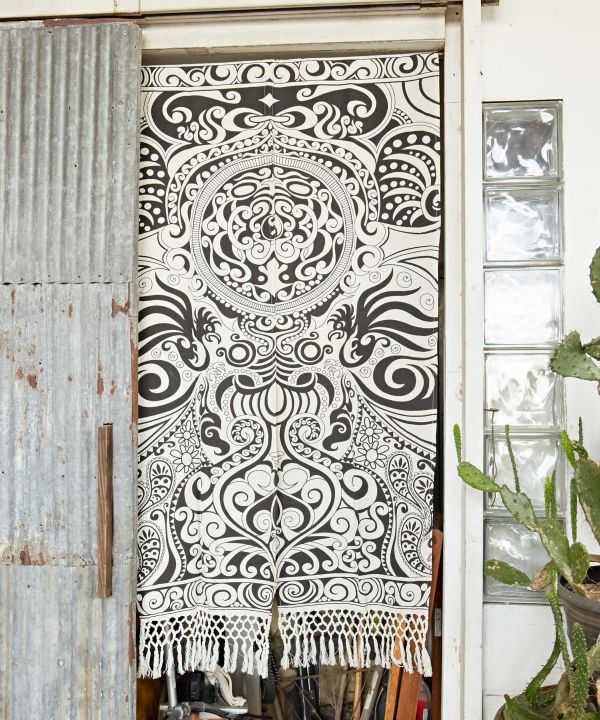 Tribal Pattern NOREN Slit Curtain