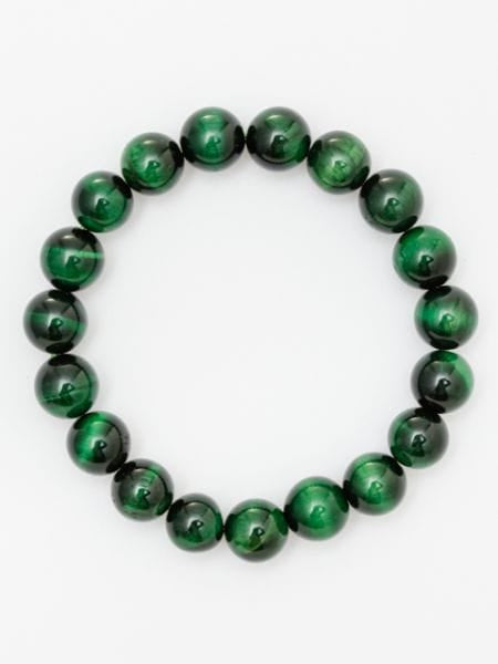 3A Grade 10mm Green Tiger Eye Beaded Bracelet