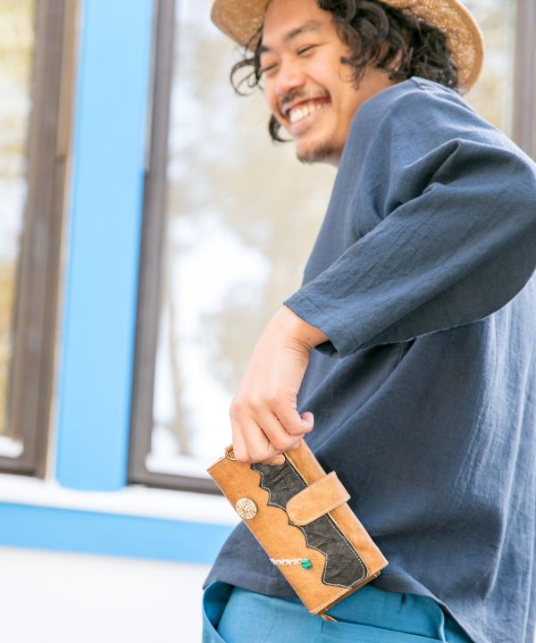 Himalaya Mountains Village Leather Wallet