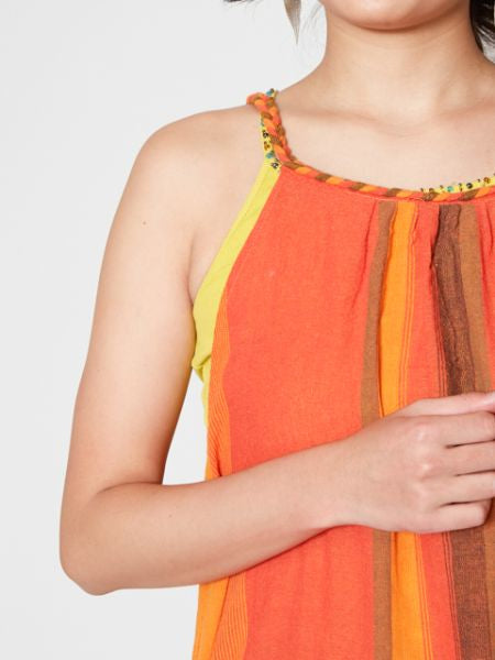 Nepali Cotton Striped Midi Dress