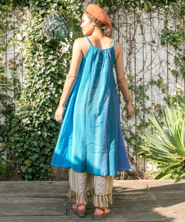 Nepali Cotton Striped Midi Dress