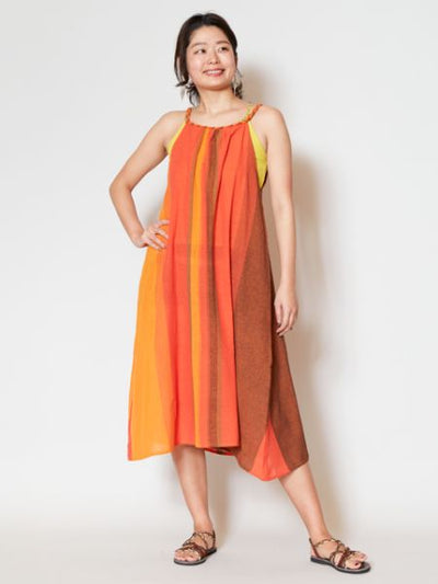 Nepali Cotton Striped Midi Dress