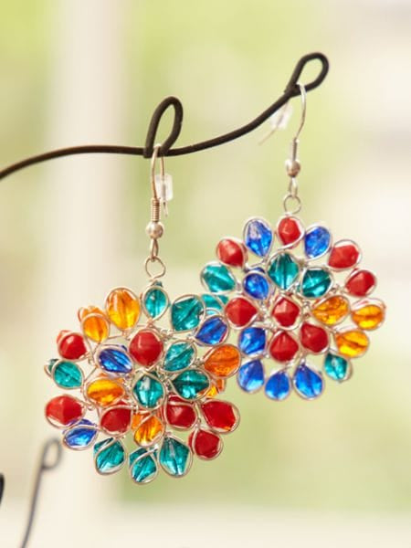Glass Beads Flower Earrings
