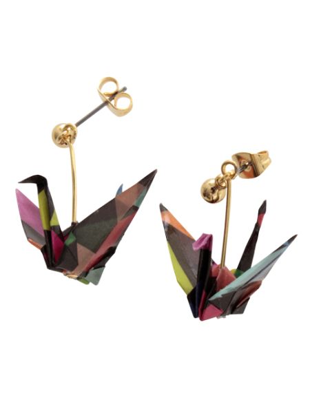 ORIGAMI Crane Earrings-HUSHA