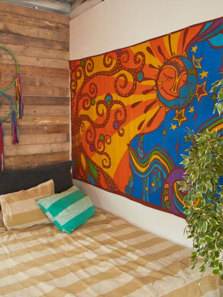 Psychedelic Sun Moon Wall Hanging Multi Cloth