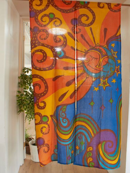 Trippy Sun & Moon NOREN Door Curtain Curtains by AMINA - Ametsuchi
