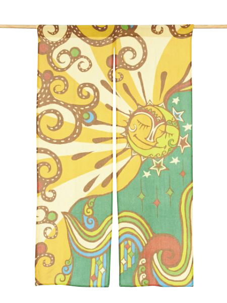 Trippy Sun & Moon NOREN Door Curtain Curtains by AMINA - Ametsuchi