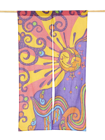 Trippy Sun & Moon NOREN Door Curtain Curtains by AMINA - Ametsuchi