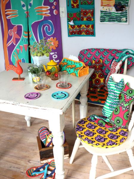 African Fabric Inspired Animal Round Cushion